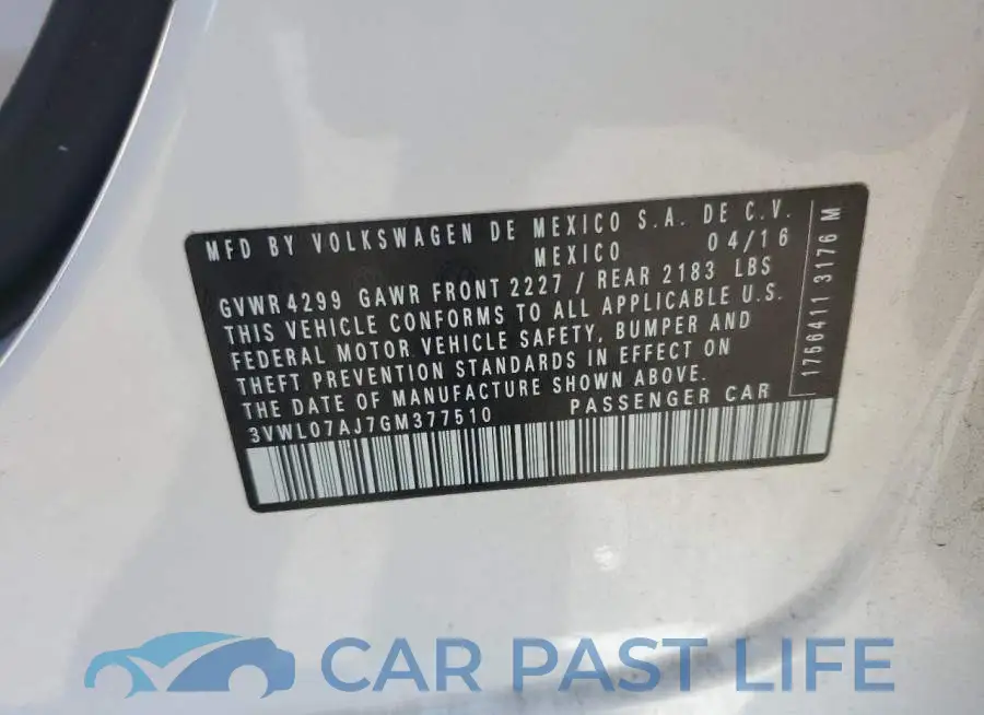 3VWL07AJ7GM377510# 12