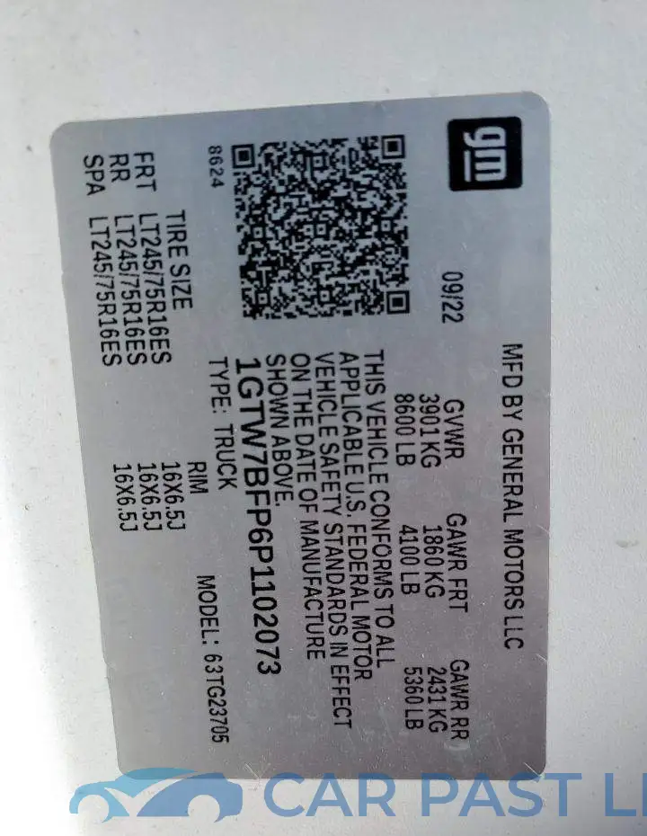 1GTW7BFP6P1102073# 13