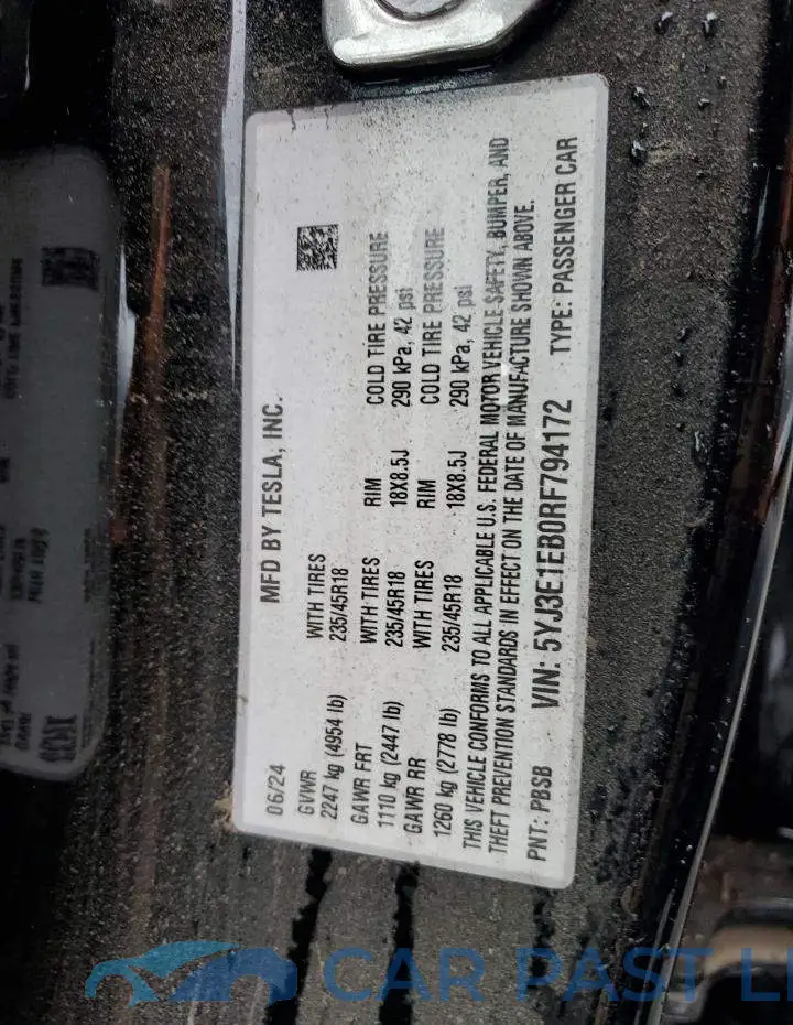 5YJ3E1EB0RF794172# 12