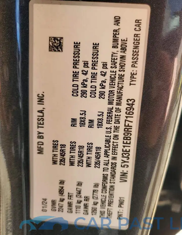 5YJ3E1EB9RF716943# 12