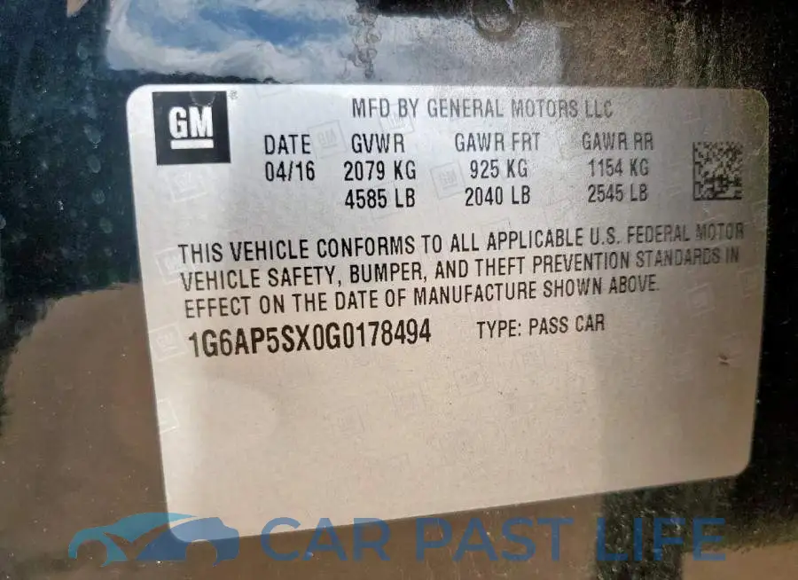 1G6AP5SX0G0178494# 12