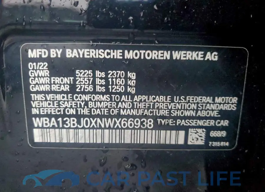 WBA13BJ0XNWX66938# 13