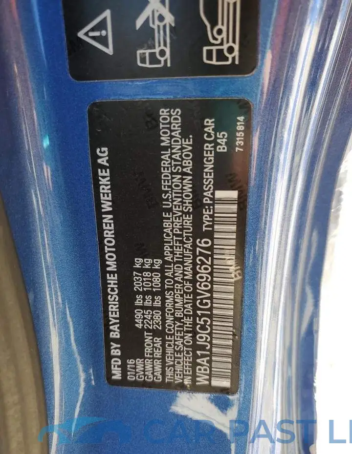 WBA1J9C51GV696276# 13