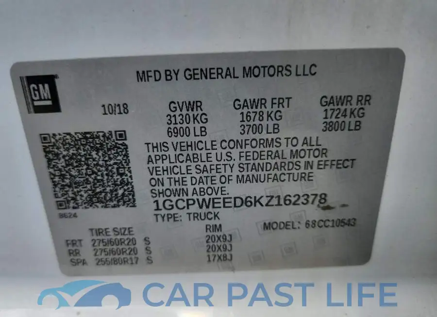 1GCPWEED6KZ162378# 12