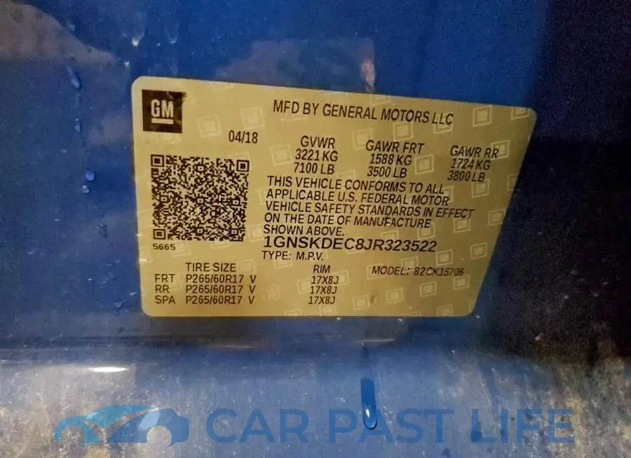 1GNSKDEC8JR323522# 13