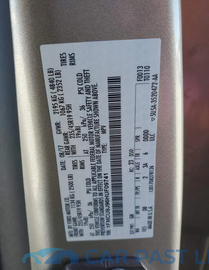 1FMCU9J96HUF09741# 14