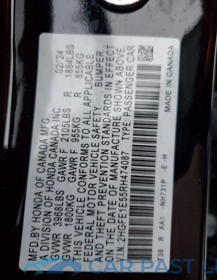 2HGFE1E55RH474087# 13