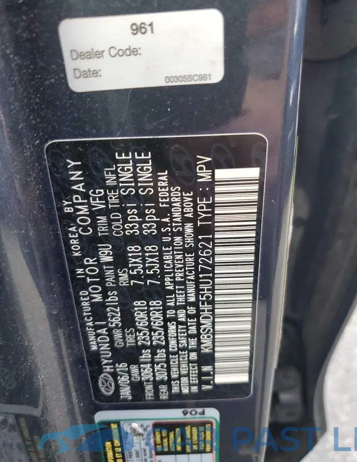KM8SMDHF5HU172621# 14