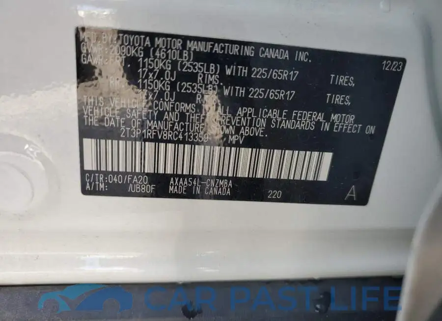 2T3P1RFV8RC413359# 12