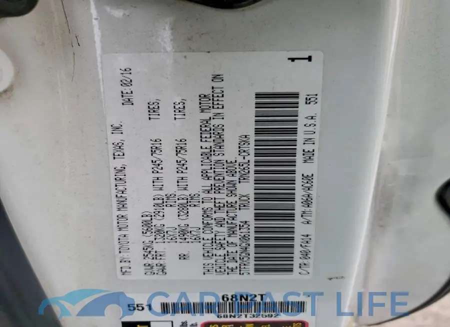 5TFRX5GN4GX061354# 12