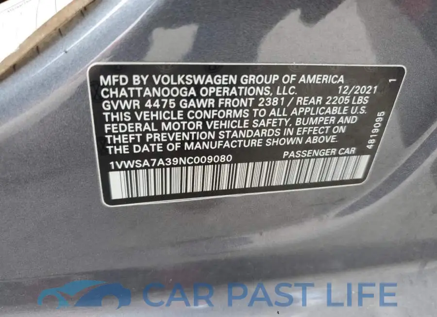 1VWSA7A39NC009080# 12