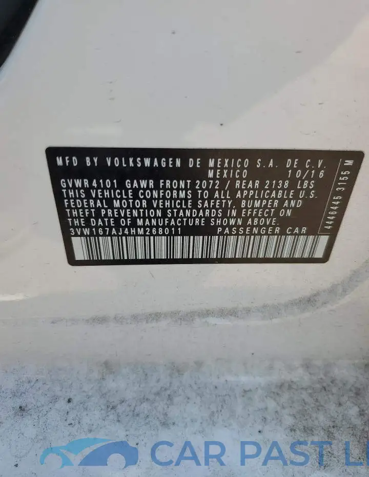 3VW167AJ4HM268011# 12
