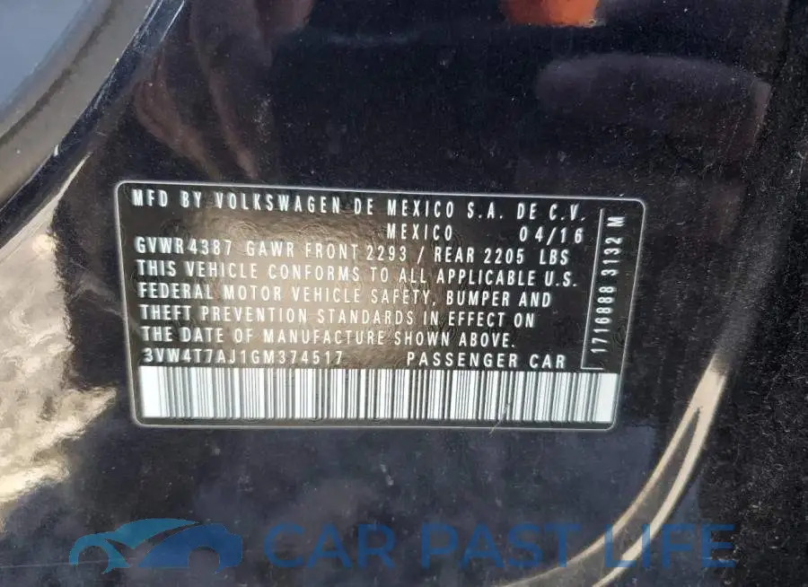 3VW4T7AJ1GM374517# 12