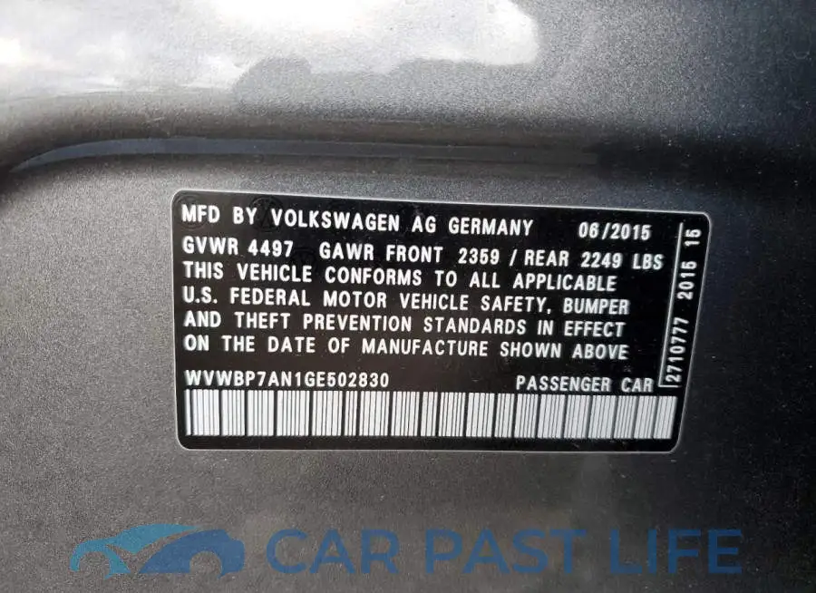 WVWBP7AN1GE502830# 12