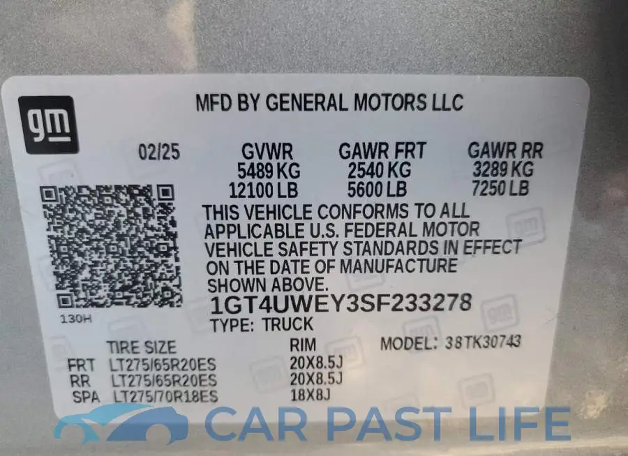 1GT4UWEY3SF233278# 12
