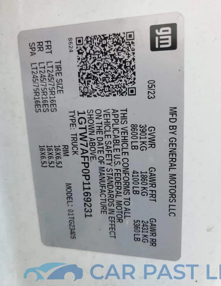 1GTW7AFP0P1169231# 12