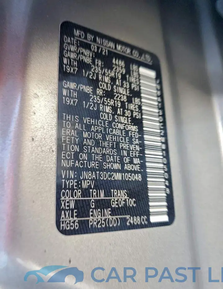 JN8AT3DC2MW105048# 12