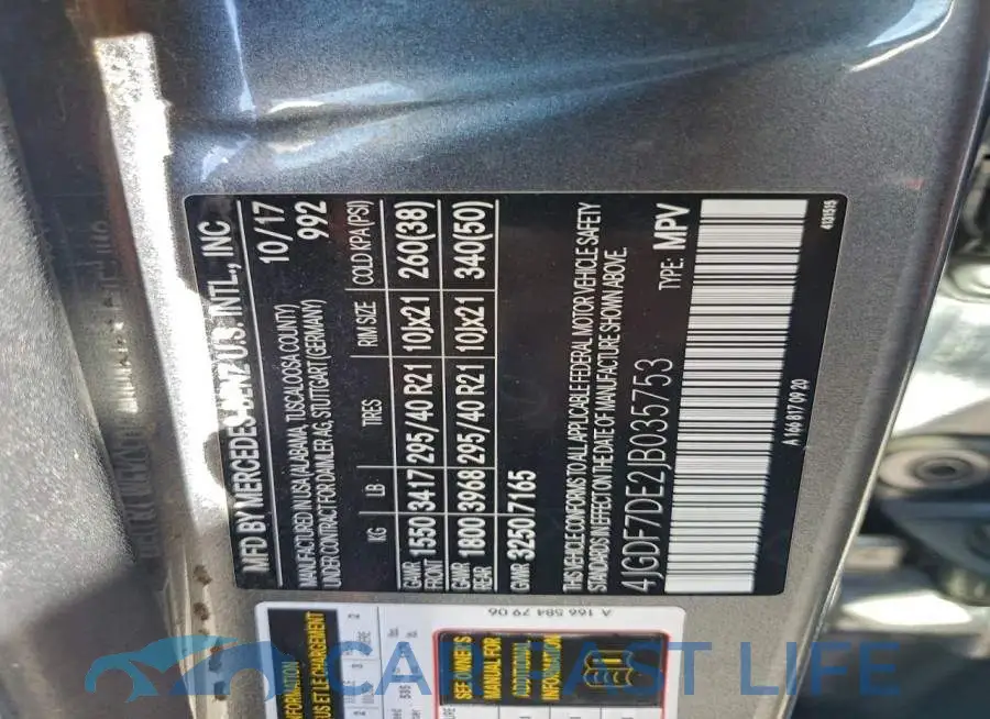 4JGDF7DE2JB035753# 13