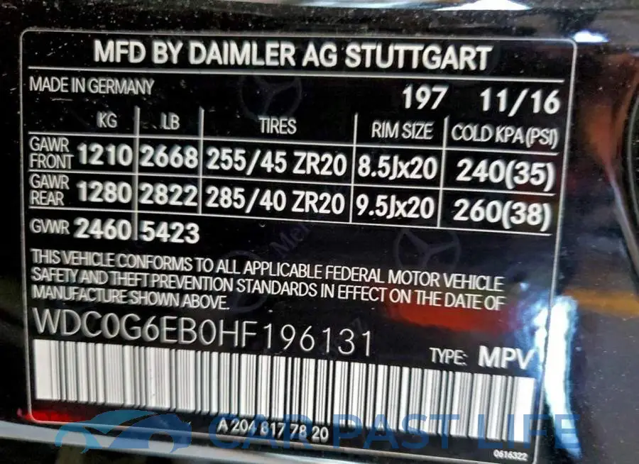 WDC0G6EB0HF196131# 12