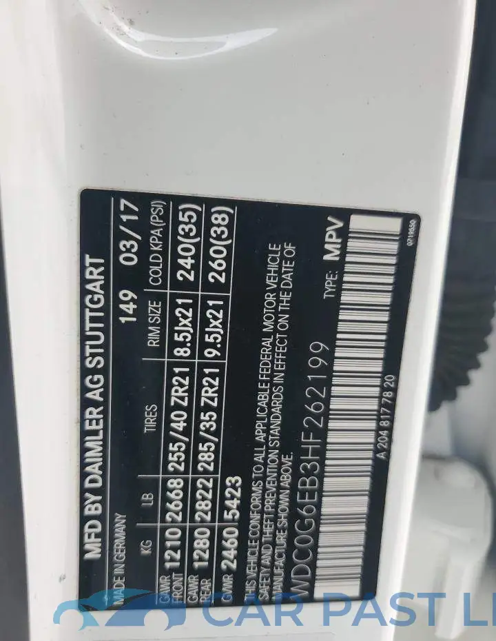 WDC0G6EB3HF262199# 12