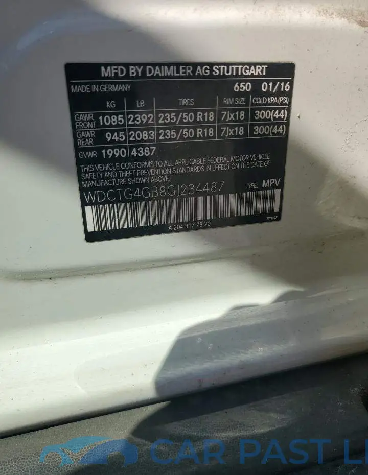 WDCTG4GB8GJ234487# 13