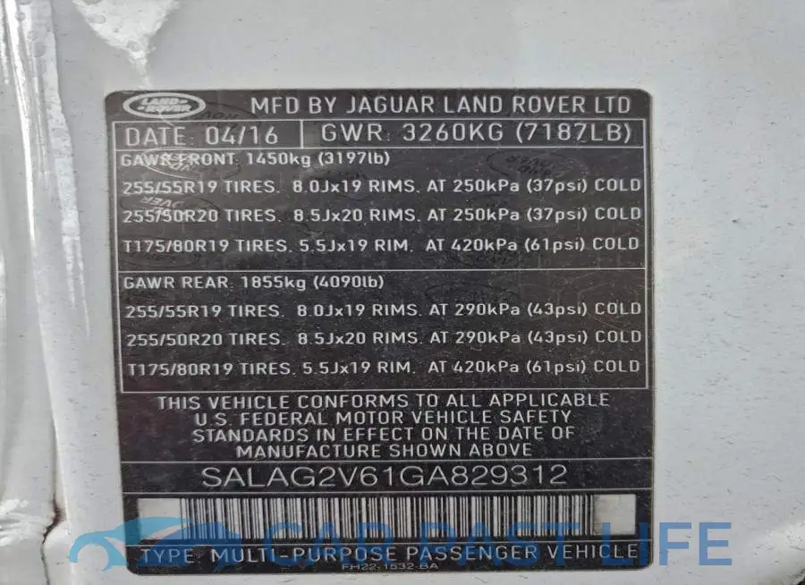 SALAG2V61GA829312# 13