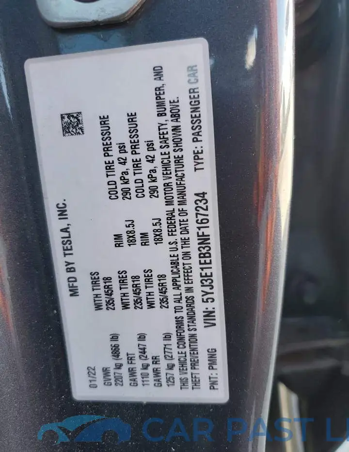 5YJ3E1EB3NF167234# 12