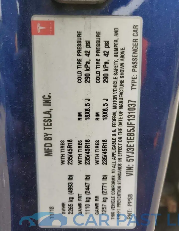 5YJ3E1EB5JF131037# 12