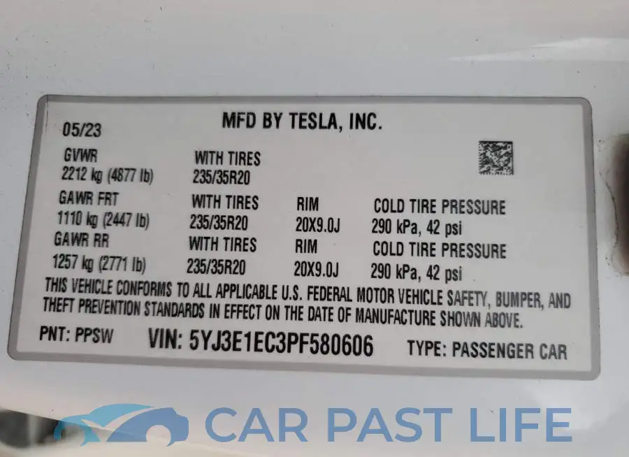 5YJ3E1EC3PF580606# 12
