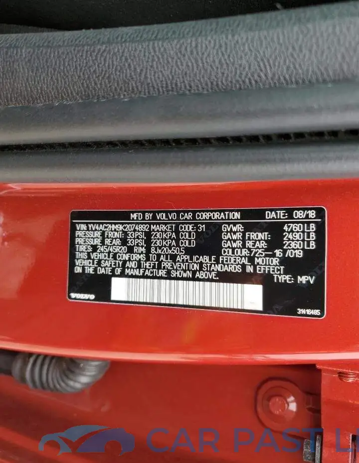 YV4AC2HM9K2074892# 13
