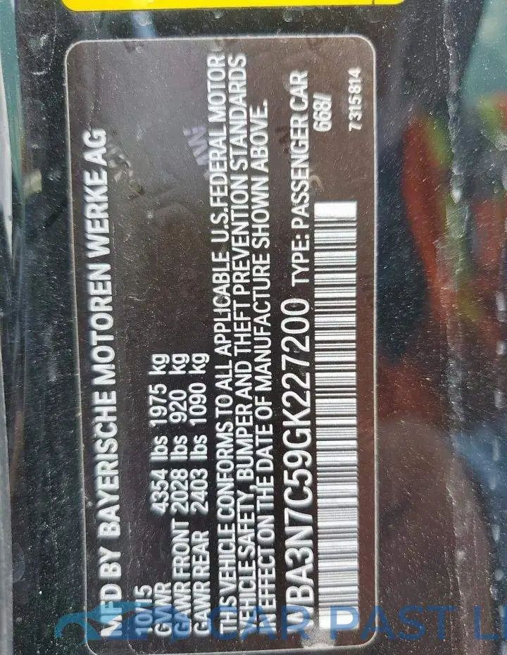 WBA3N7C59GK227200# 13