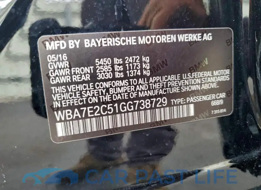 WBA7E2C51GG738729# 12