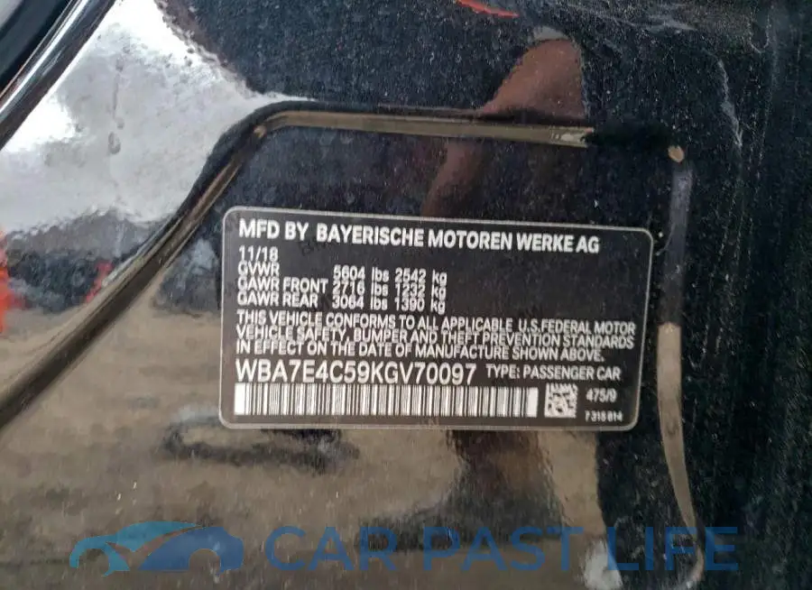 WBA7E4C59KGV70097# 13