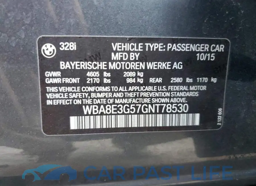 WBA8E3G57GNT78530# 12
