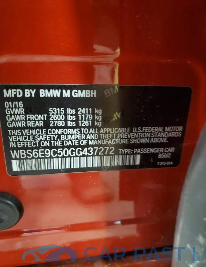 WBS6E9C50GG437272# 12