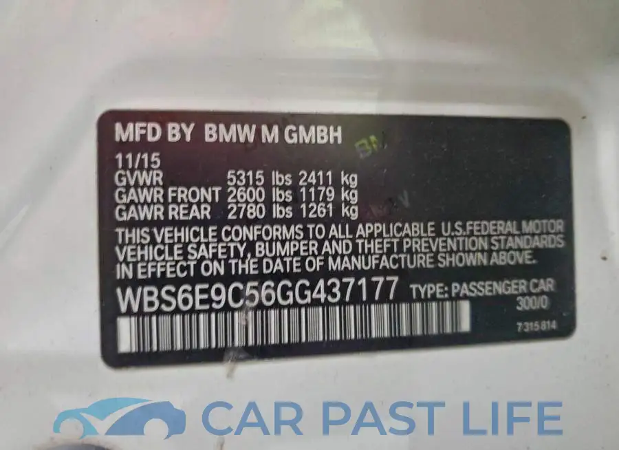 WBS6E9C56GG437177# 12