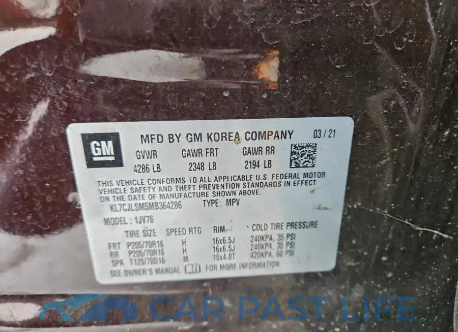 KL7CJLSM5MB364286# 13