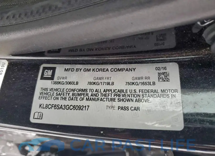 KL8CF6SA3GC609217# 13