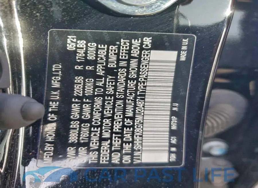 SHHFK8G75MU204871# 12