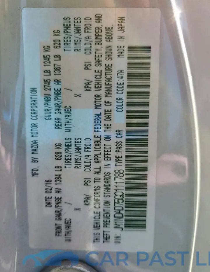 JM1NDAD75G0111788# 12