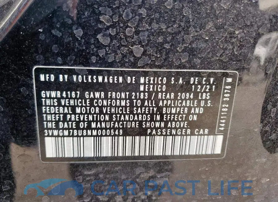 3VWGM7BU8NM000549# 12