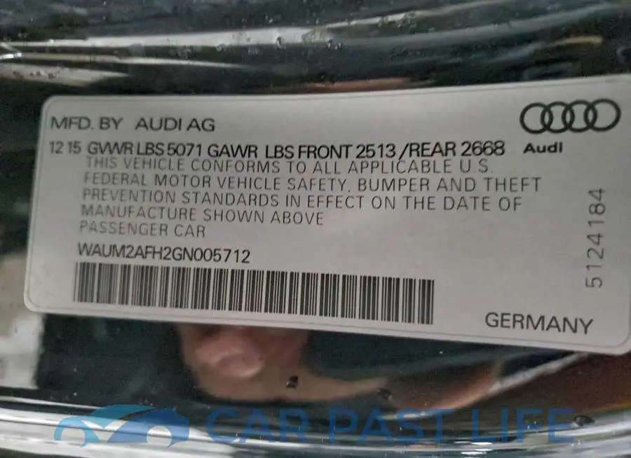 WAUM2AFH2GN005712# 12