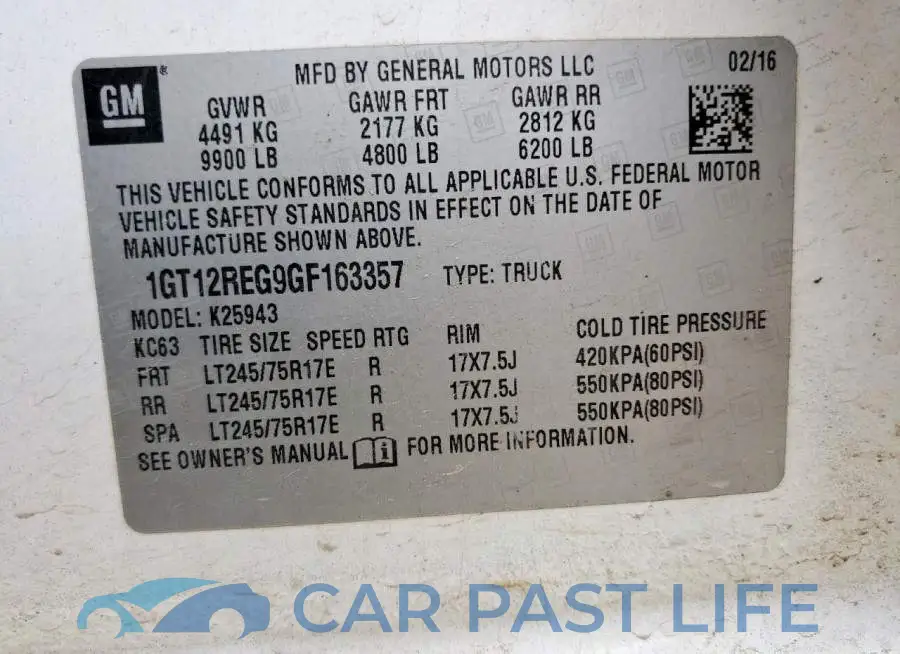1GT12REG9GF163357# 13