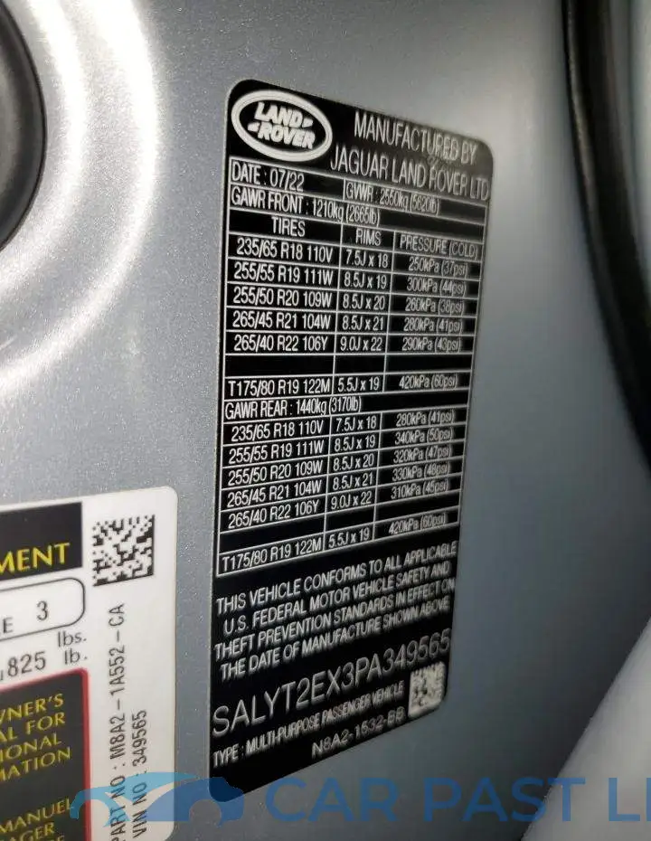 SALYT2EX3PA349565# 14
