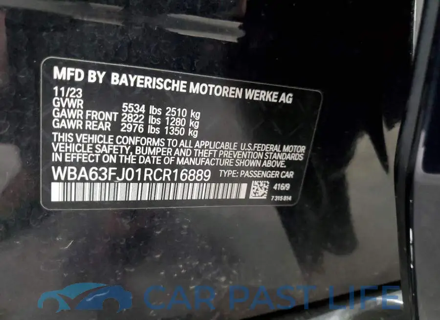 WBA63FJ01RCR16889# 12