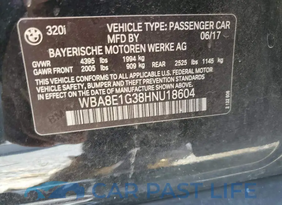 WBA8E1G38HNU18604# 12