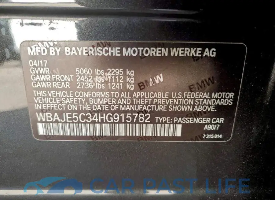 WBAJE5C34HG915782# 12