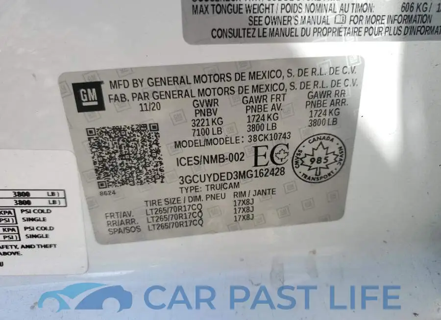 3GCUYDED3MG162428# 12