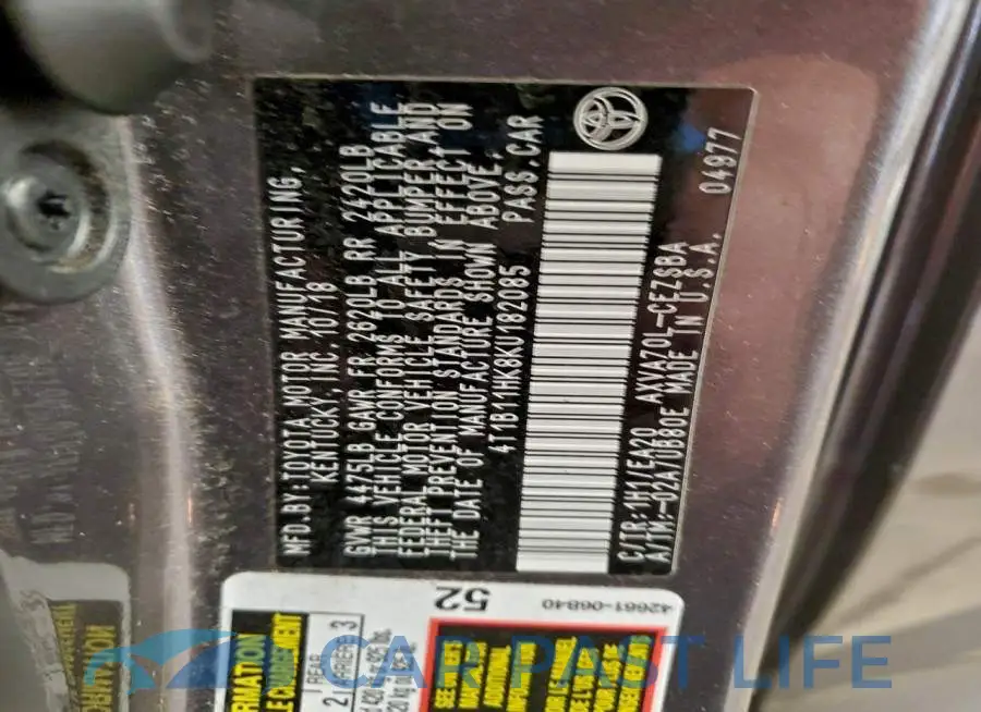 4T1B11HK8KU182085# 12