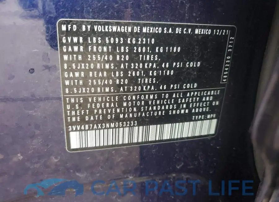 3VV4B7AX3NM053233# 13